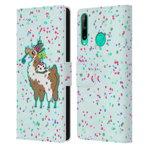 Grace Illustration Llama Birthday Leather Book Wallet Case Cover For Huawei P40 lite E