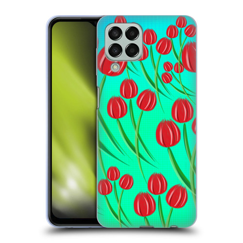 Grace Illustration Lovely Floral Red Tulips Soft Gel Case for Samsung Galaxy M33 (2022)