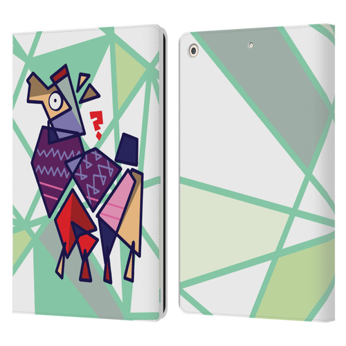 Grace Illustration Llama Cubist Leather Book Wallet Case Cover For Apple iPad 10.2 2019/2020/2021