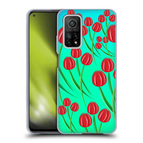 Grace Illustration Lovely Floral Red Tulips Soft Gel Case for Xiaomi Mi 10T 5G