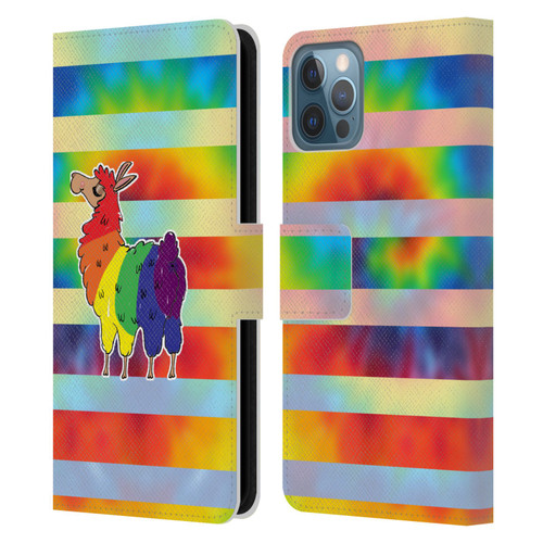 Grace Illustration Llama Pride Leather Book Wallet Case Cover For Apple iPhone 12 / iPhone 12 Pro
