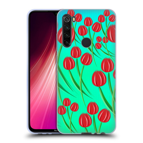 Grace Illustration Lovely Floral Red Tulips Soft Gel Case for Xiaomi Redmi Note 8T