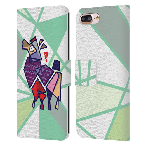 Grace Illustration Llama Cubist Leather Book Wallet Case Cover For Apple iPhone 7 Plus / iPhone 8 Plus