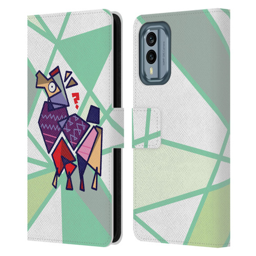 Grace Illustration Llama Cubist Leather Book Wallet Case Cover For Nokia X30