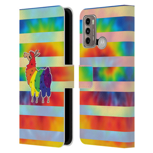Grace Illustration Llama Pride Leather Book Wallet Case Cover For Motorola Moto G60 / Moto G40 Fusion