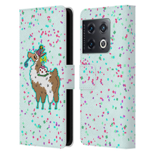 Grace Illustration Llama Birthday Leather Book Wallet Case Cover For OnePlus 10 Pro