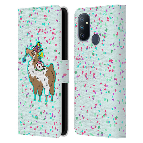 Grace Illustration Llama Birthday Leather Book Wallet Case Cover For OnePlus Nord N100