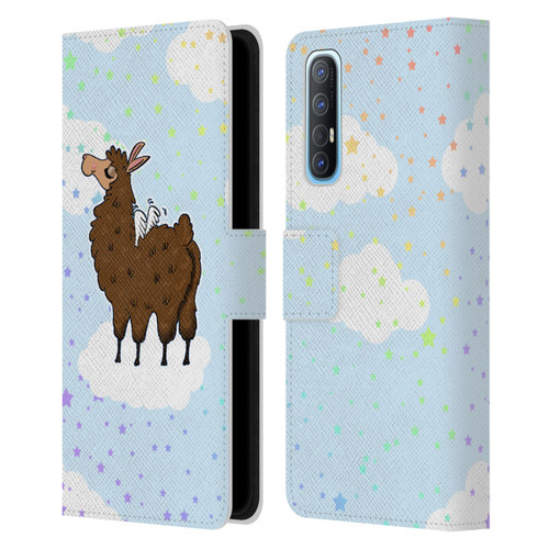 Grace Illustration Llama Pegasus Leather Book Wallet Case Cover For OPPO Find X2 Neo 5G