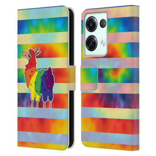 Grace Illustration Llama Pride Leather Book Wallet Case Cover For OPPO Reno8 Pro