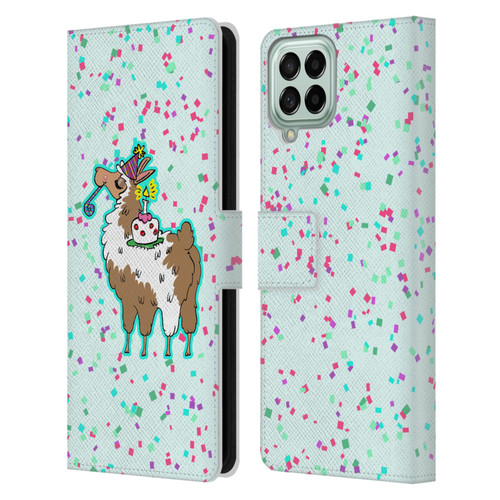 Grace Illustration Llama Birthday Leather Book Wallet Case Cover For Samsung Galaxy M33 (2022)