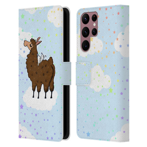Grace Illustration Llama Pegasus Leather Book Wallet Case Cover For Samsung Galaxy S22 Ultra 5G