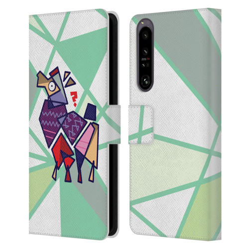 Grace Illustration Llama Cubist Leather Book Wallet Case Cover For Sony Xperia 1 IV