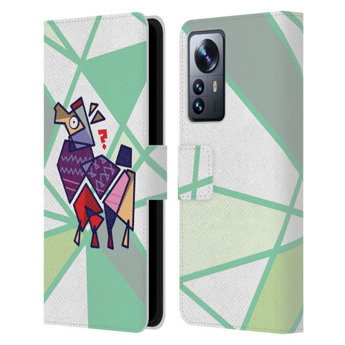 Grace Illustration Llama Cubist Leather Book Wallet Case Cover For Xiaomi 12 Pro