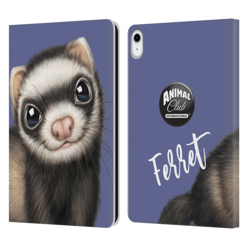 Animal Club International Faces Ferret Leather Book Wallet Case Cover For Apple iPad 10.9 (2022)