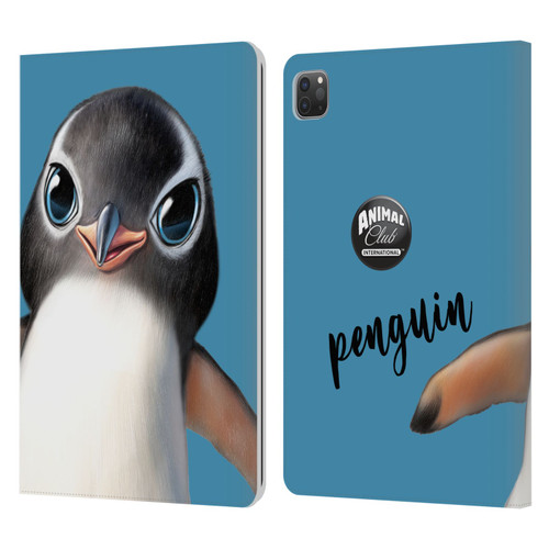 Animal Club International Faces Penguin Leather Book Wallet Case Cover For Apple iPad Pro 11 2020 / 2021 / 2022