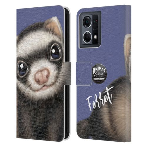 Animal Club International Faces Ferret Leather Book Wallet Case Cover For OPPO Reno8 4G