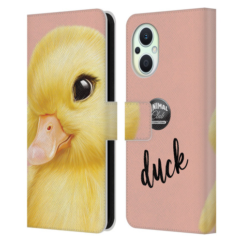 Animal Club International Faces Duck Leather Book Wallet Case Cover For OPPO Reno8 Lite