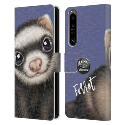 Animal Club International Faces Ferret Leather Book Wallet Case Cover For Sony Xperia 1 IV