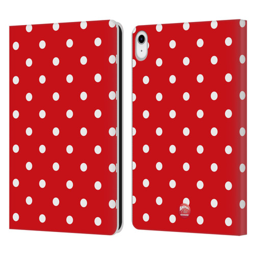 Animal Club International Patterns Polka Dots Red Leather Book Wallet Case Cover For Apple iPad 10.9 (2022)