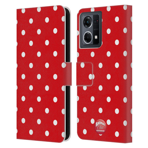 Animal Club International Patterns Polka Dots Red Leather Book Wallet Case Cover For OPPO Reno8 4G