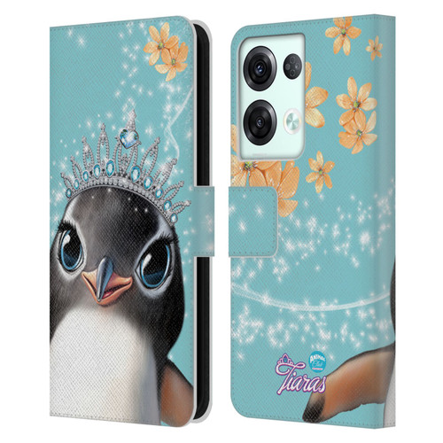 Animal Club International Royal Faces Penguin Leather Book Wallet Case Cover For OPPO Reno8 Pro