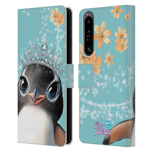 Animal Club International Royal Faces Penguin Leather Book Wallet Case Cover For Sony Xperia 1 IV