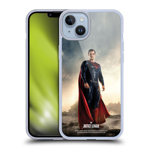 Justice League Movie Character Posters Superman Soft Gel Case for Apple iPhone 14 Plus