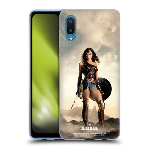 Justice League Movie Character Posters Wonder Woman Soft Gel Case for Samsung Galaxy A02/M02 (2021)
