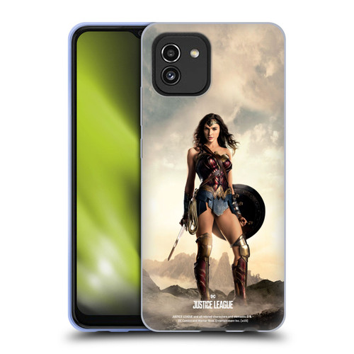 Justice League Movie Character Posters Wonder Woman Soft Gel Case for Samsung Galaxy A03 (2021)