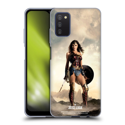 Justice League Movie Character Posters Wonder Woman Soft Gel Case for Samsung Galaxy A03s (2021)