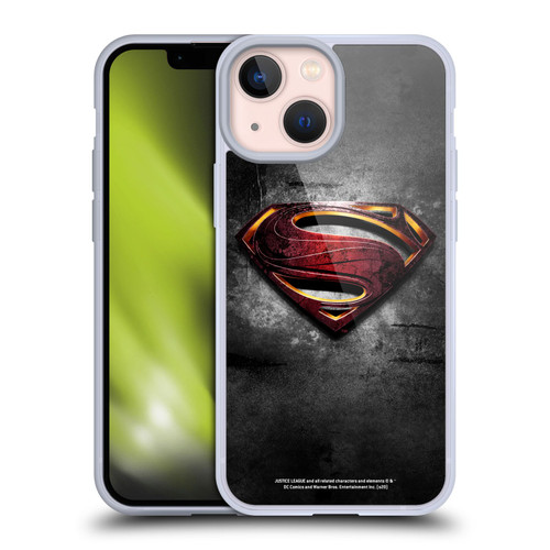 Justice League Movie Superman Logo Art Man Of Steel Soft Gel Case for Apple iPhone 13 Mini