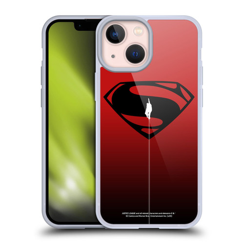 Justice League Movie Superman Logo Art Red And Black Flight Soft Gel Case for Apple iPhone 13 Mini