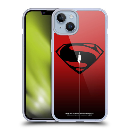 Justice League Movie Superman Logo Art Red And Black Flight Soft Gel Case for Apple iPhone 14 Plus