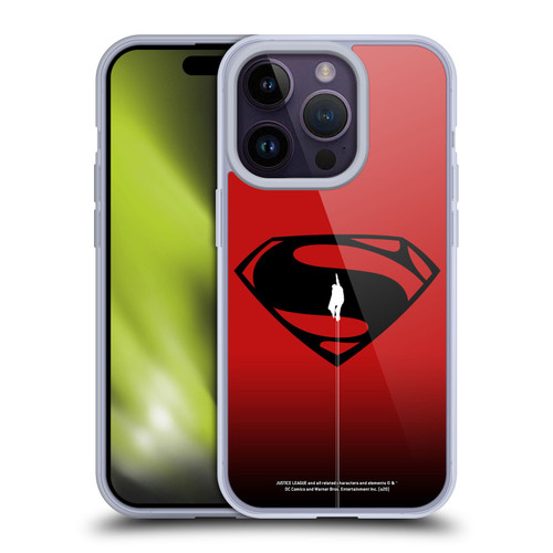 Justice League Movie Superman Logo Art Red And Black Flight Soft Gel Case for Apple iPhone 14 Pro