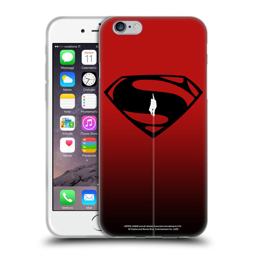 Justice League Movie Superman Logo Art Red And Black Flight Soft Gel Case for Apple iPhone 6 / iPhone 6s