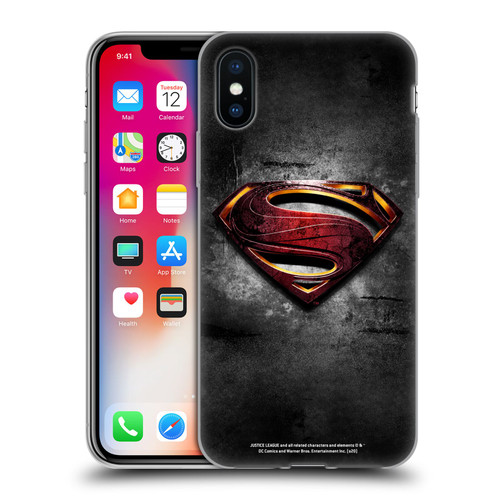 Justice League Movie Superman Logo Art Man Of Steel Soft Gel Case for Apple iPhone X / iPhone XS