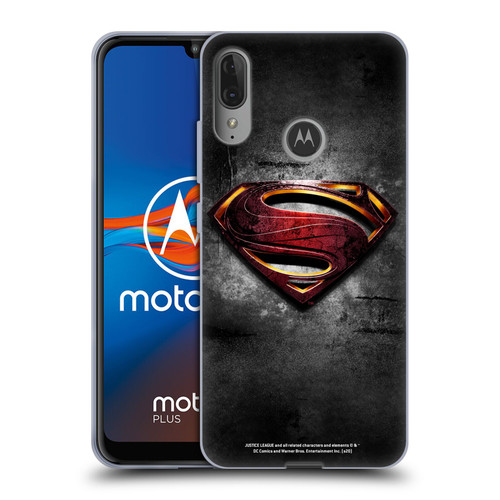 Justice League Movie Superman Logo Art Man Of Steel Soft Gel Case for Motorola Moto E6 Plus