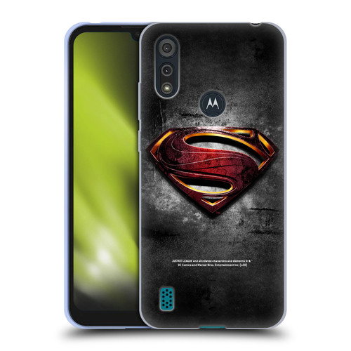 Justice League Movie Superman Logo Art Man Of Steel Soft Gel Case for Motorola Moto E6s (2020)