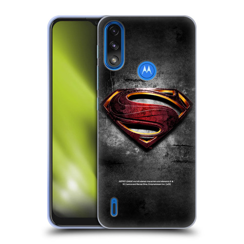 Justice League Movie Superman Logo Art Man Of Steel Soft Gel Case for Motorola Moto E7 Power / Moto E7i Power