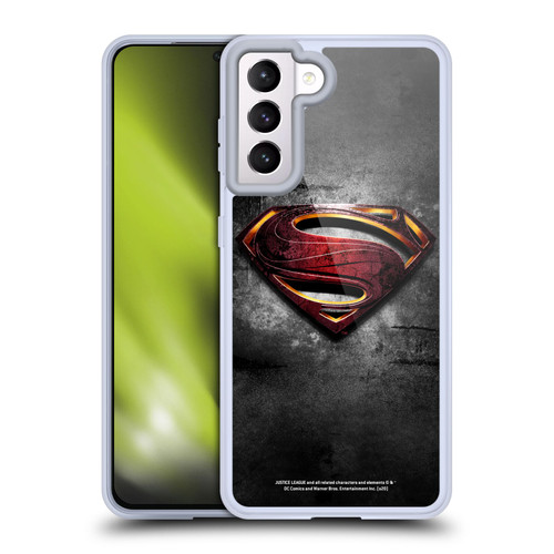 Justice League Movie Superman Logo Art Man Of Steel Soft Gel Case for Samsung Galaxy S21 5G