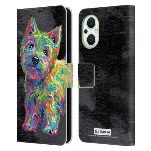 P.D. Moreno Animals II Marvin The Westie Dog Leather Book Wallet Case Cover For OPPO Reno8 Lite