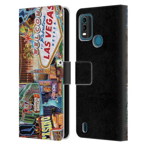 P.D. Moreno Cities Las Vegas 1 Leather Book Wallet Case Cover For Nokia G11 Plus