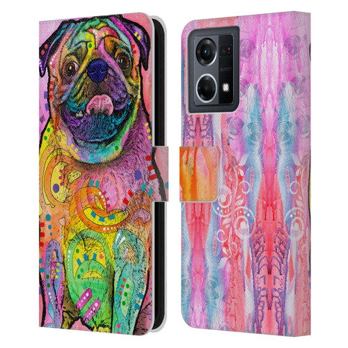 Dean Russo Dogs 3 Pug Leather Book Wallet Case Cover For OPPO Reno8 4G