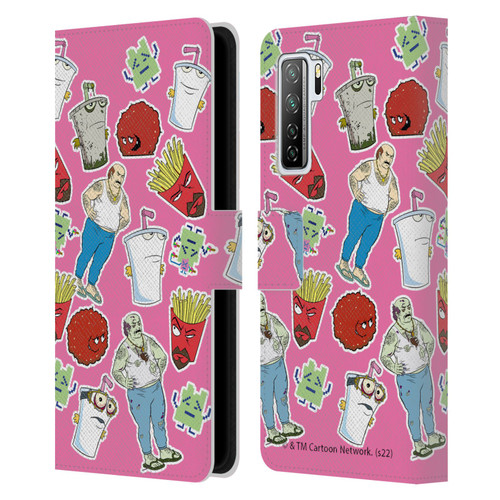 Aqua Teen Hunger Force Graphics Icons Leather Book Wallet Case Cover For Huawei Nova 7 SE/P40 Lite 5G