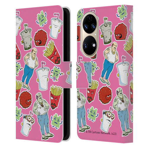 Aqua Teen Hunger Force Graphics Icons Leather Book Wallet Case Cover For Huawei P50