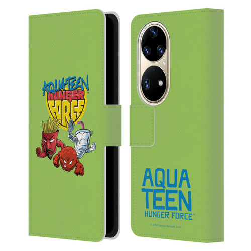 Aqua Teen Hunger Force Graphics Group Leather Book Wallet Case Cover For Huawei P50 Pro