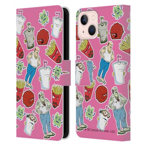 Aqua Teen Hunger Force Graphics Icons Leather Book Wallet Case Cover For Apple iPhone 13