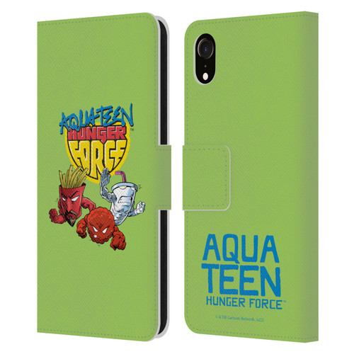 Aqua Teen Hunger Force Graphics Group Leather Book Wallet Case Cover For Apple iPhone XR