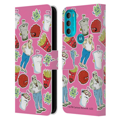Aqua Teen Hunger Force Graphics Icons Leather Book Wallet Case Cover For Motorola Moto G71 5G