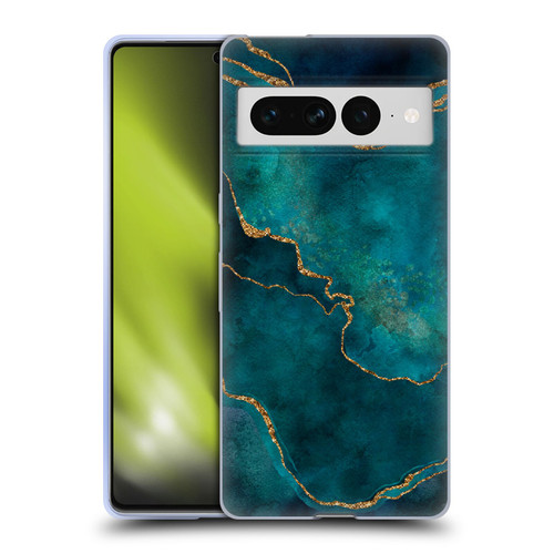 LebensArt Mineral Marble Glam Turquoise Soft Gel Case for Google Pixel 7 Pro